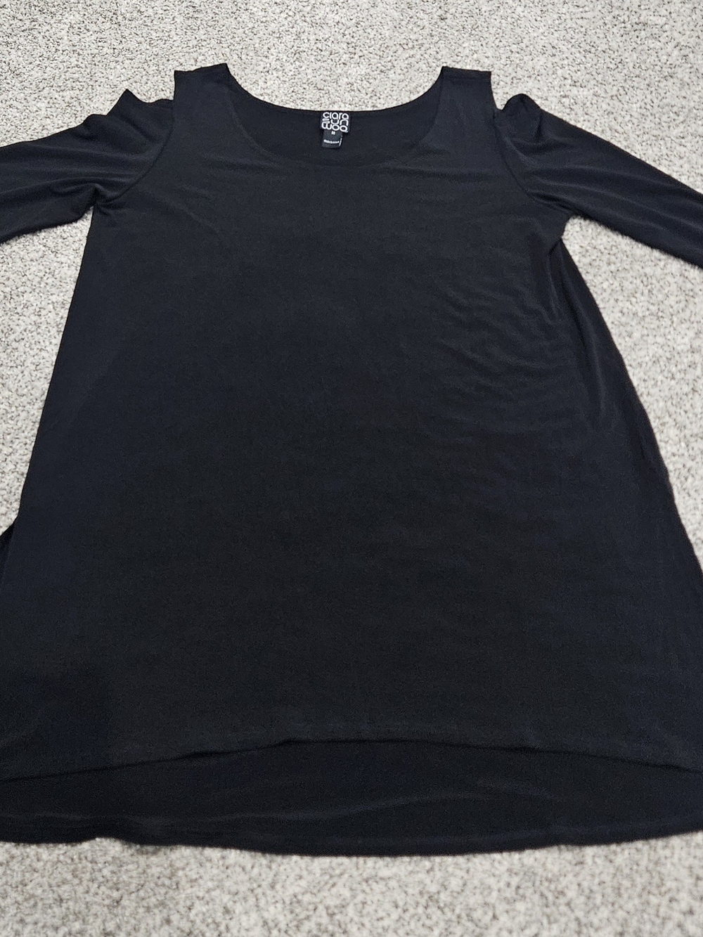 CLARA SUNWOO Black Cold-Shoulder Long Sleeve Tunic Top
